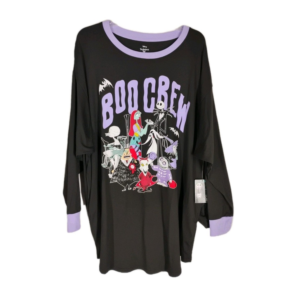 NWT Nightmare Before Christmas Womens LARGE Boo Crew Large Night Shirt Pockets